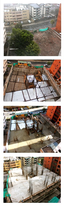 Over the year we have watch the lot behind our building turn from a house with trees in the yard into a highrise.