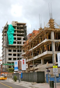 Some construction sites are less than a block apart. 