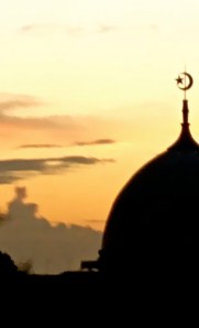 A Mosque at Sunset, from a Jakarta highway.