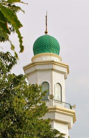 Mosques in Jakarta are adorned with loudspeakers like these.
