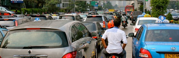 Other vehicles rarely respect designated bus lanes on a main thoroughfare