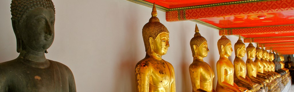 Buddhas line the walls of Wat Pho in Bangkok