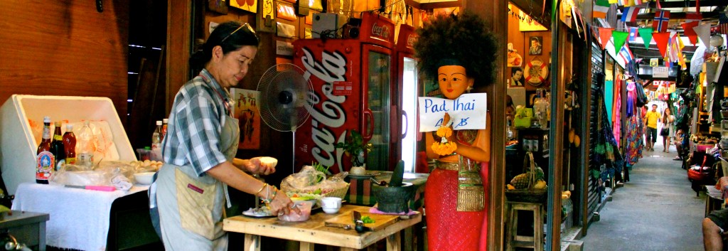 Ally-ways like this lead to river taxi terminals along Bangkok's Chao Phraya. 