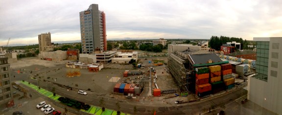 A mix of construction sites and condemned buildings in the Christchurch central business district 